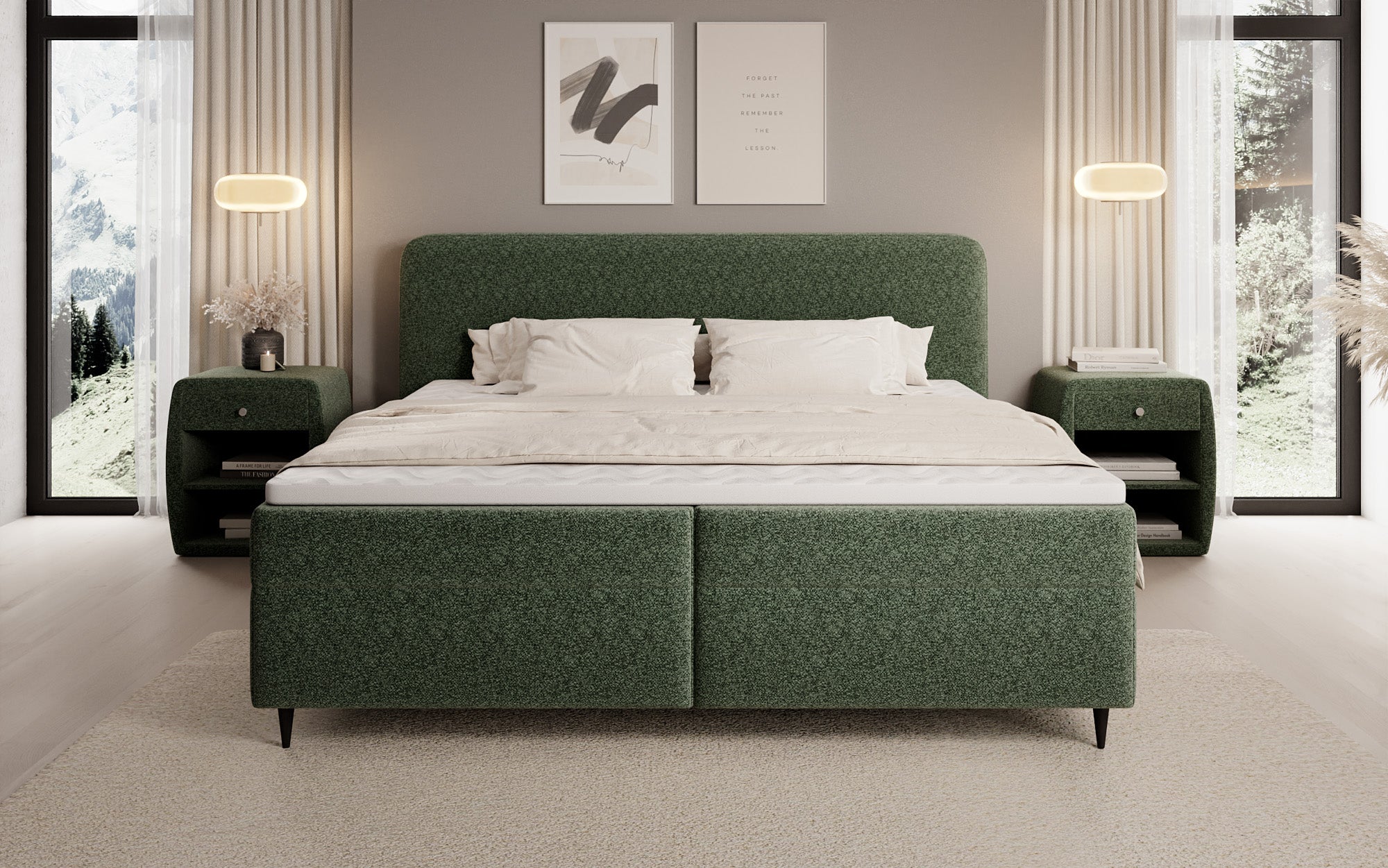 Boxspringbett Nea in Strukturstoff mit Stauraum