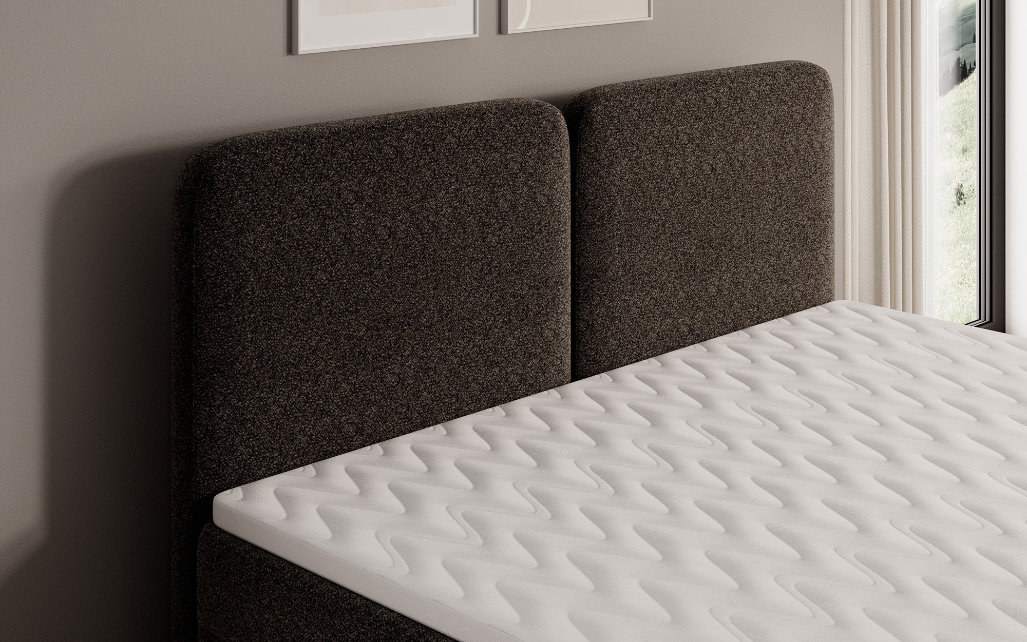 Boxspringbett Mira in Strukturstoff mit Stauraum