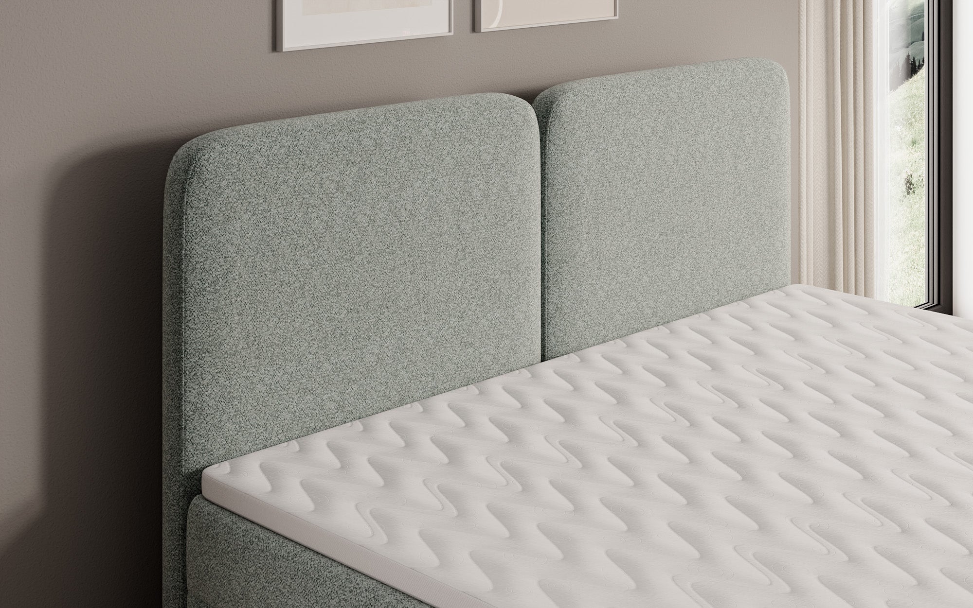 Boxspringbett Mira in Strukturstoff mit Stauraum