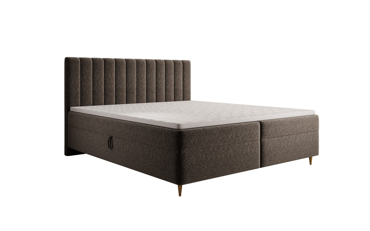 Boxspringbett Chelsea in Strukturstoff mit Stauraum