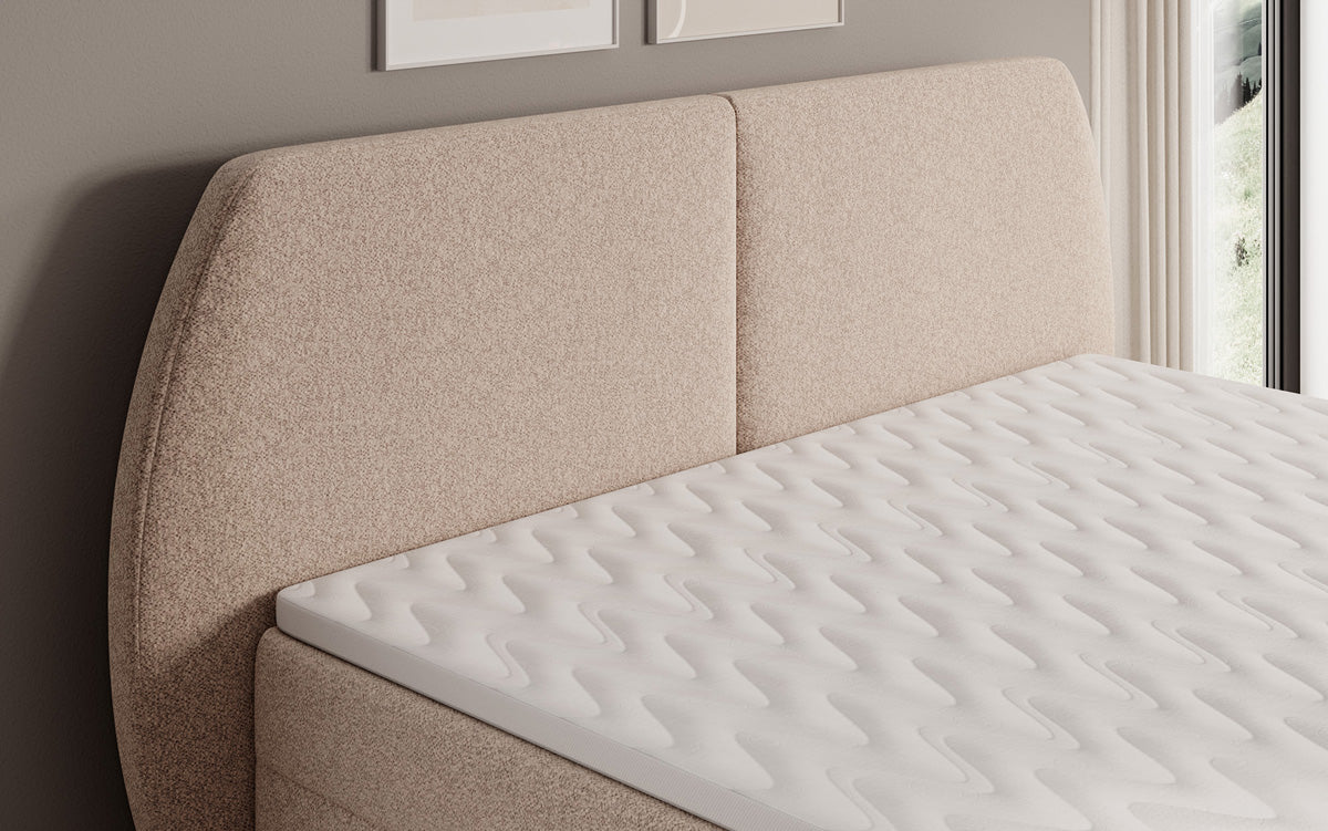 Boxspringbett Nara in Strukturstoff mit Stauraum