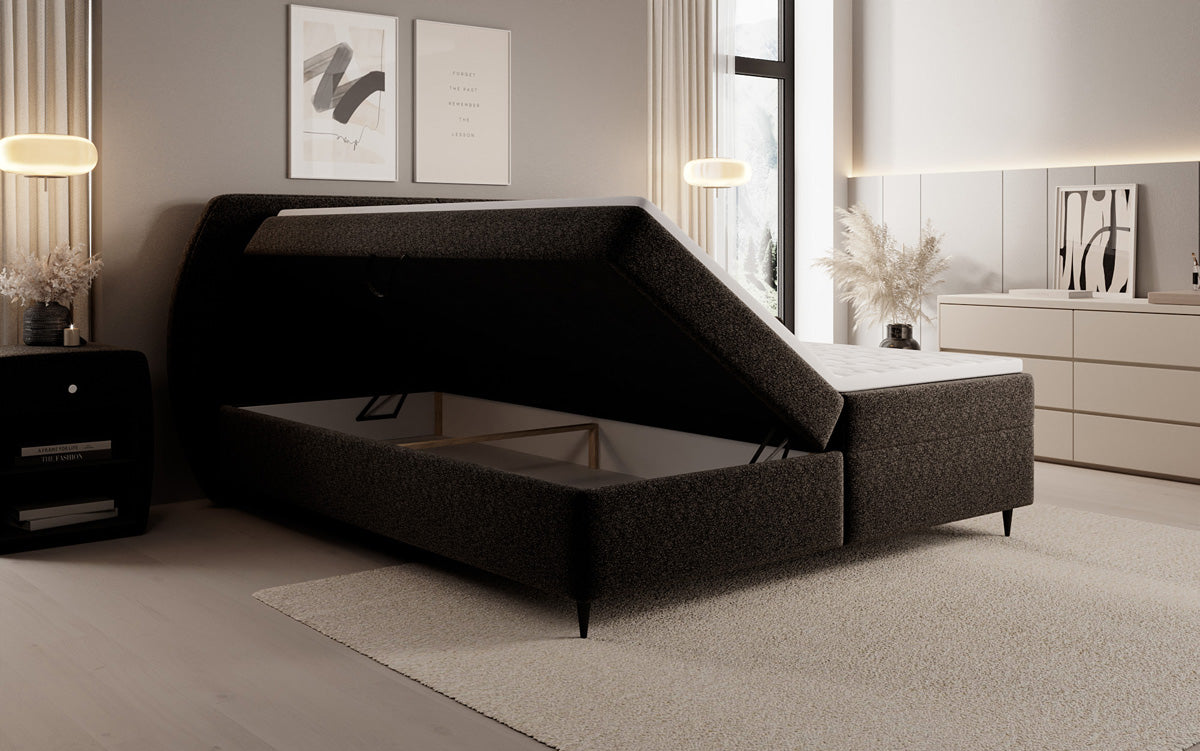 Boxspringbett Nara in Strukturstoff mit Stauraum