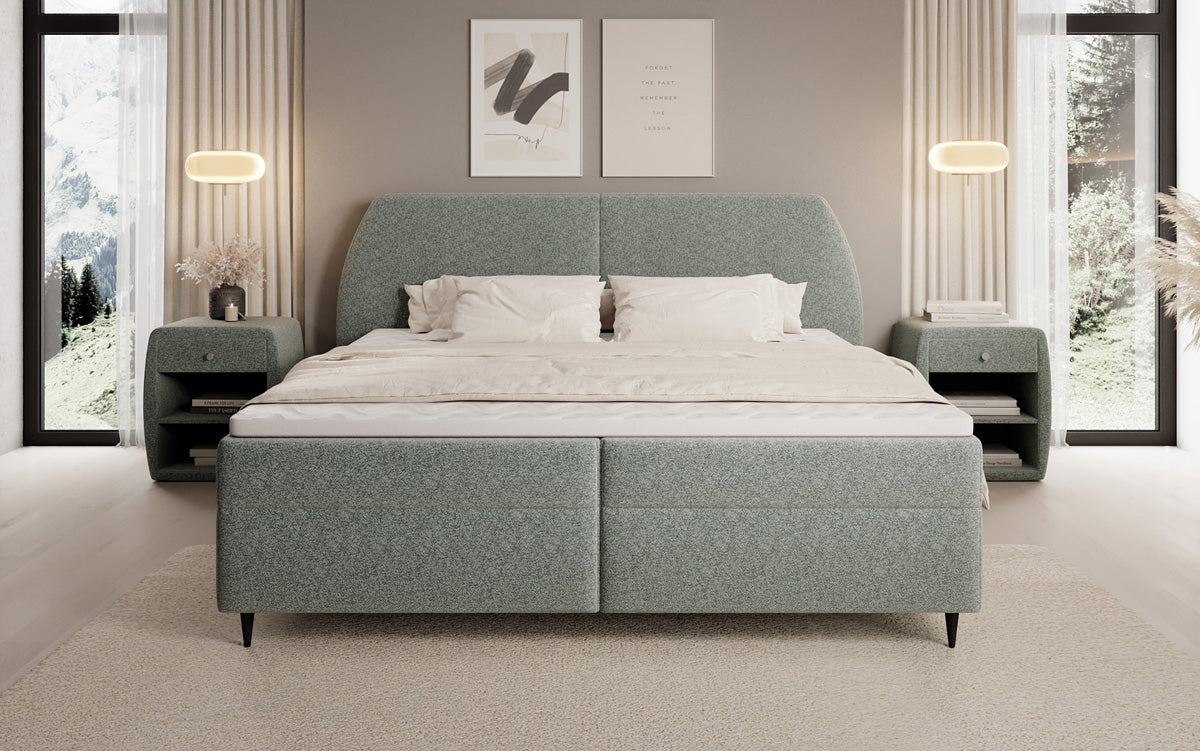 Boxspringbett Nara in Strukturstoff mit Stauraum