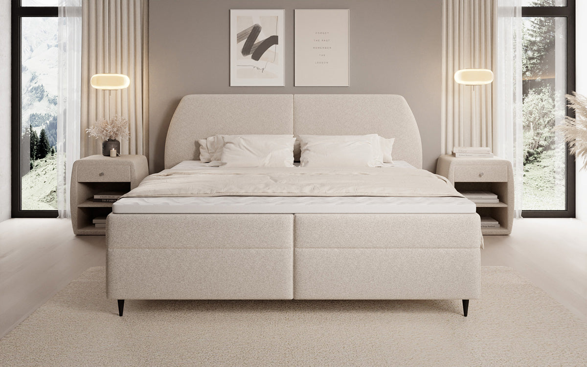 Boxspringbett Nara in Strukturstoff mit Stauraum
