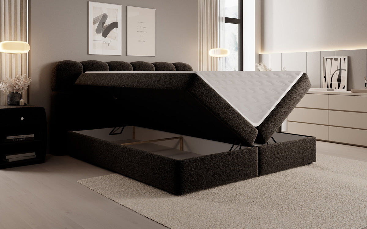 Boxspringbett Tilde in Strukturstoff mit Stauraum