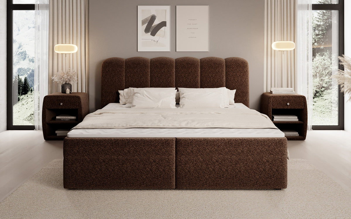 Boxspringbett Bologna in Strukturstoff mit Stauraum