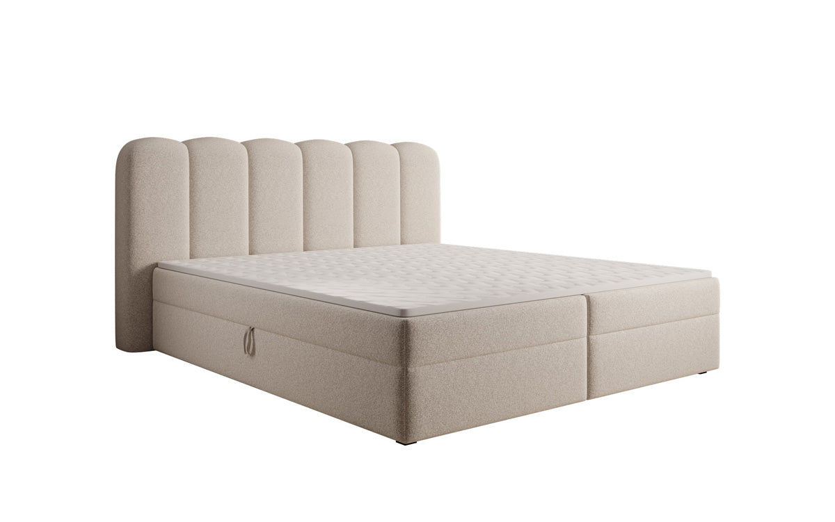 Boxspringbett Bologna in Strukturstoff mit Stauraum