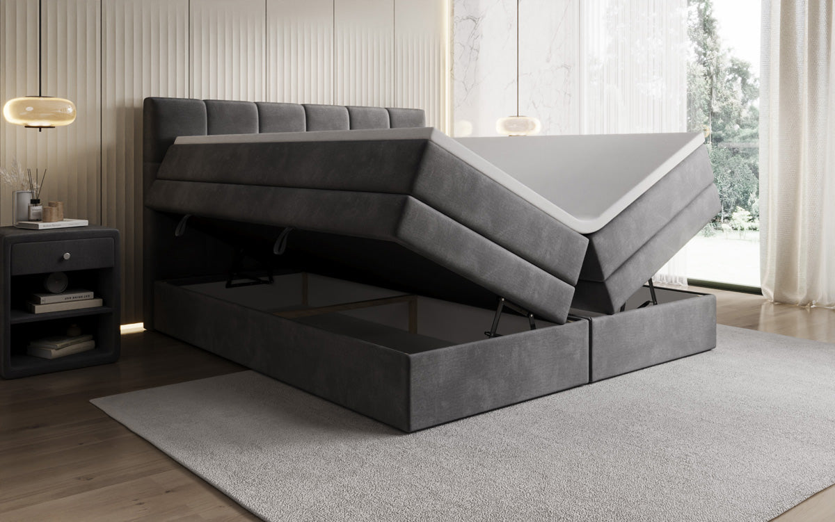 Boxspringbett Windsor mit Stauraum in Samt