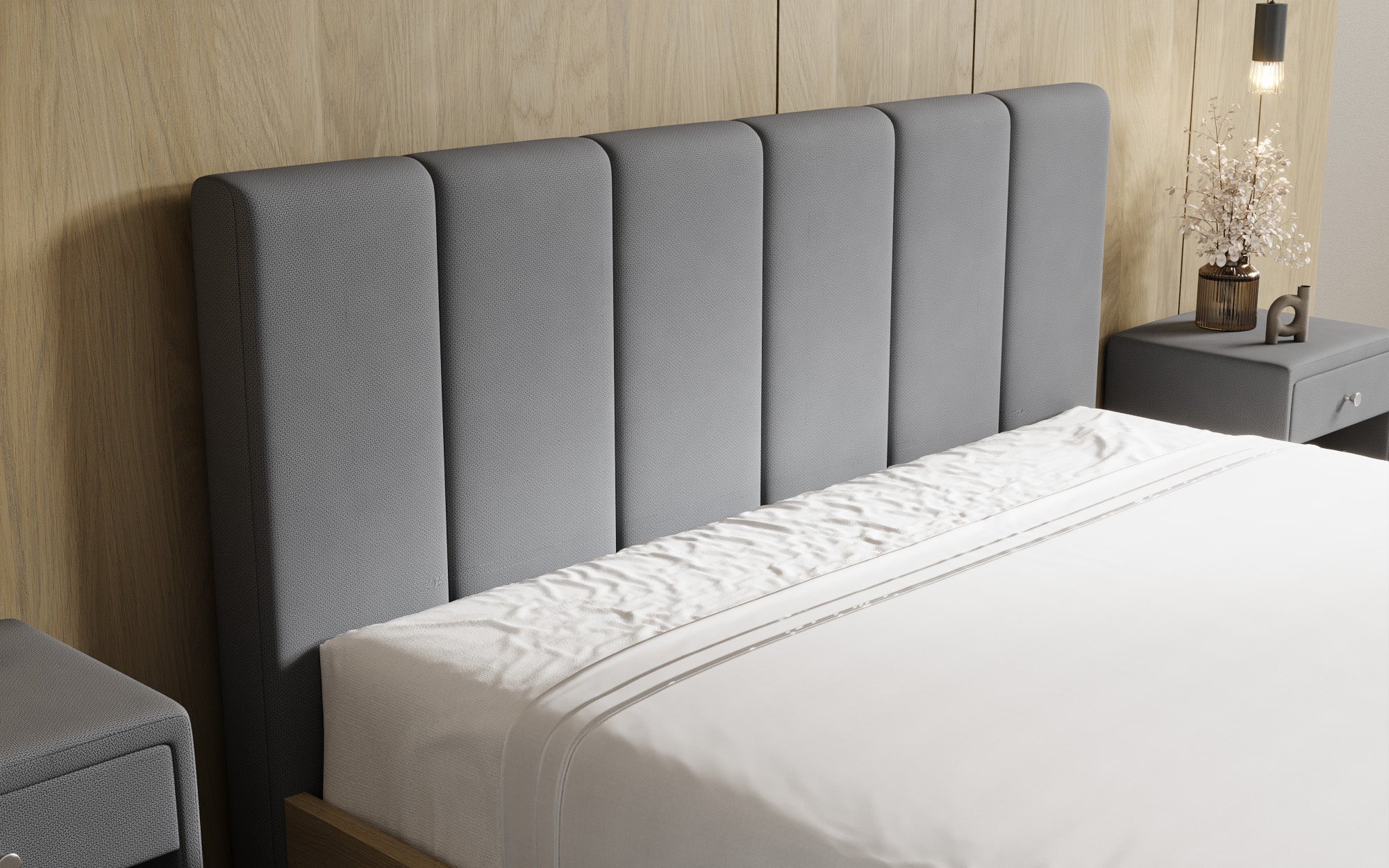 Designer Polsterbett Fiore Piano in Stoff mit Stauraum