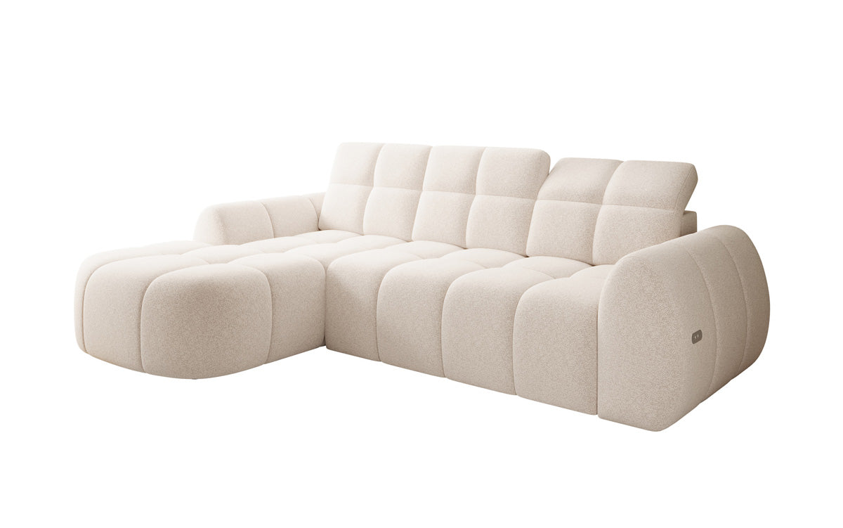 Designer Ecksofa Bjork in Strukturstoff mit elektrischer Sitzerweiterung