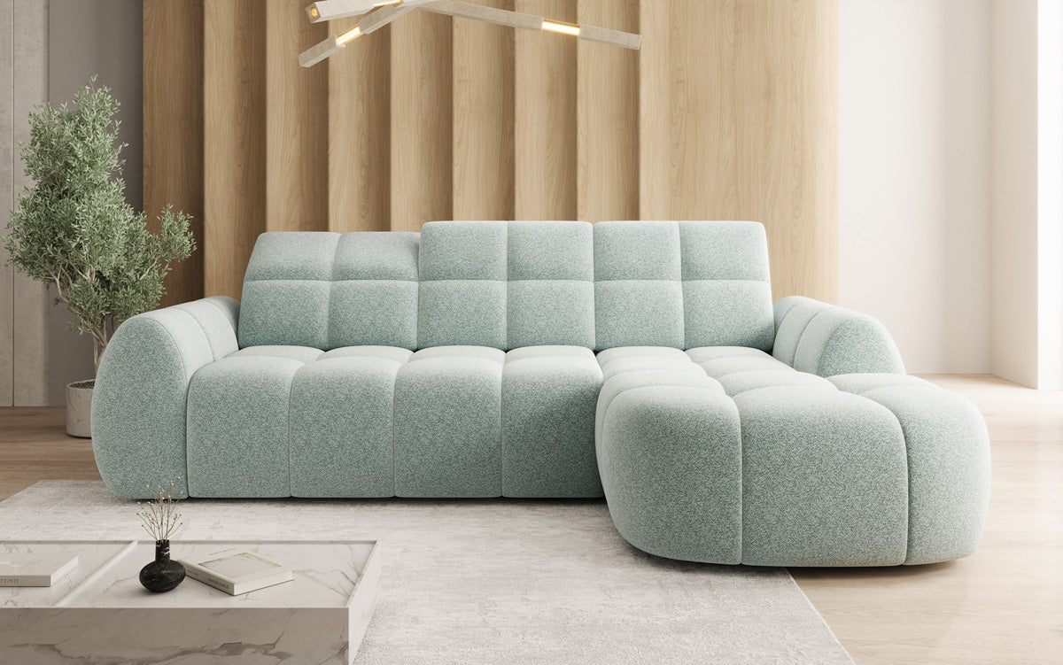 Designer Ecksofa Bjork in Strukturstoff mit elektrischer Sitzerweiterung
