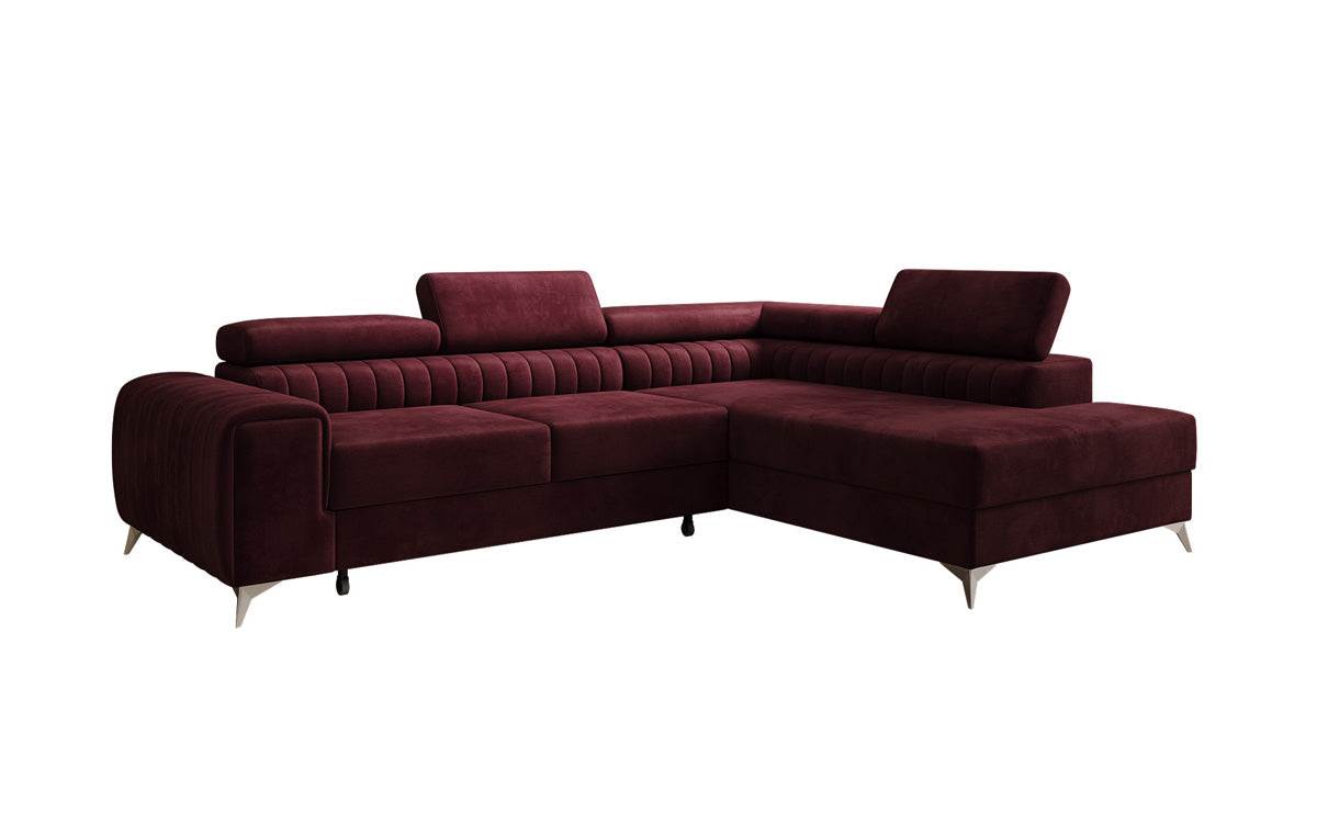 Designer Ecksofa Aurea mit Schlaf- und Klappfunktion in Samt