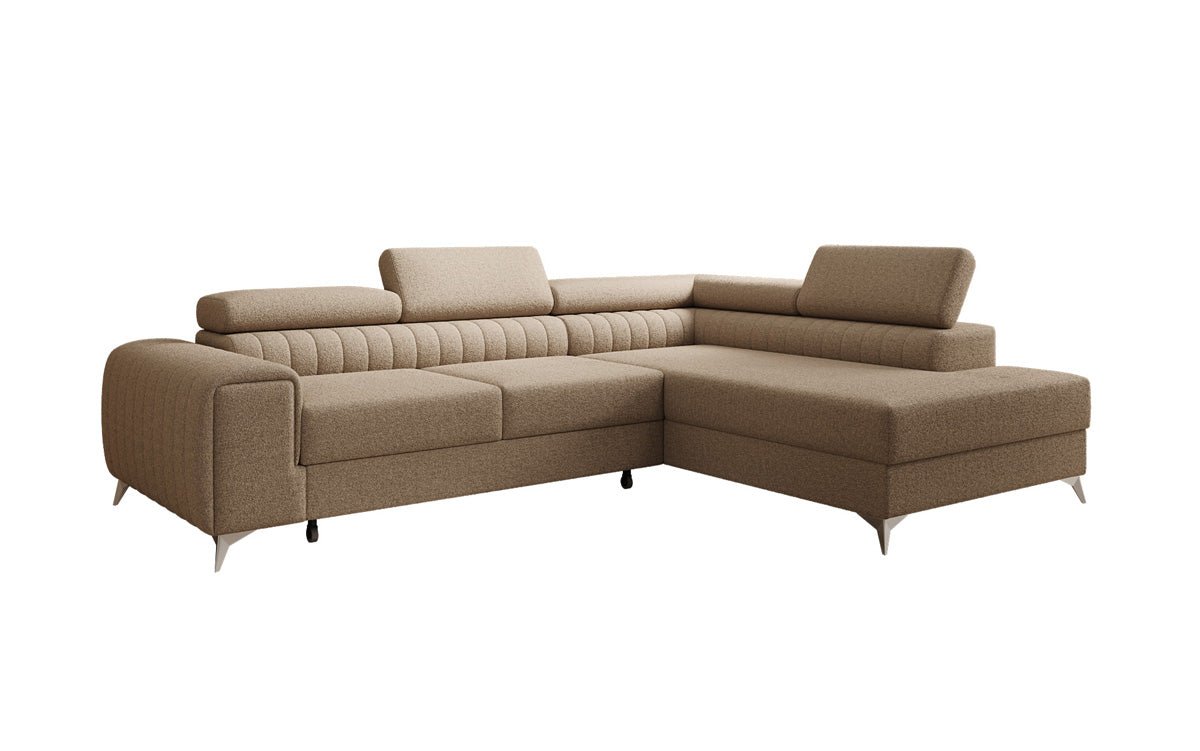 Designer Ecksofa Aurea mit Schlaf- und Klappfunktion in Bouclé