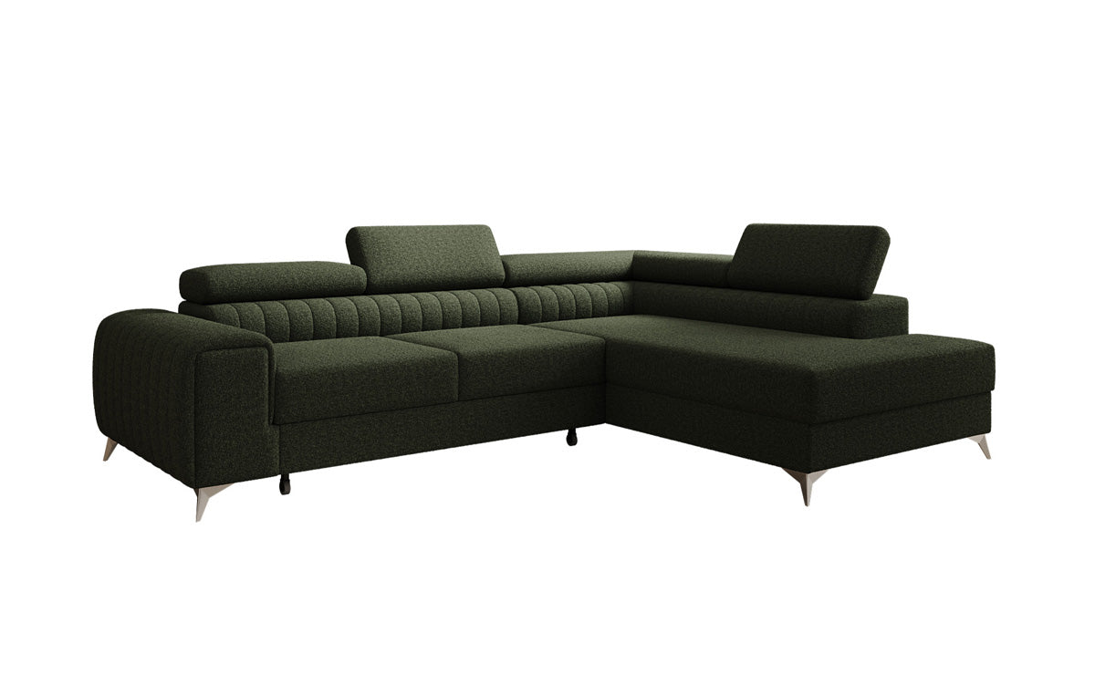 Designer Ecksofa Aurea mit Schlaf- und Klappfunktion in Bouclé