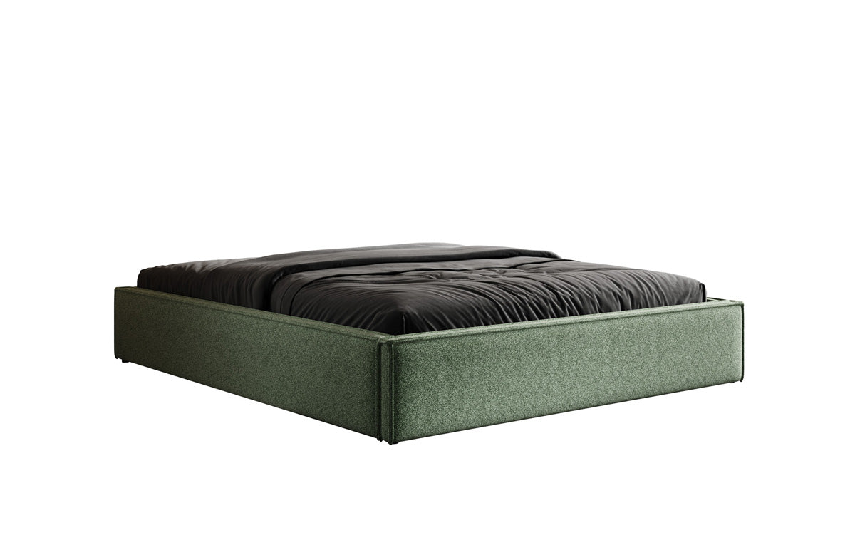 Designer Polsterbett Base mit Stauraum ohne Headboard in Strukturstoff