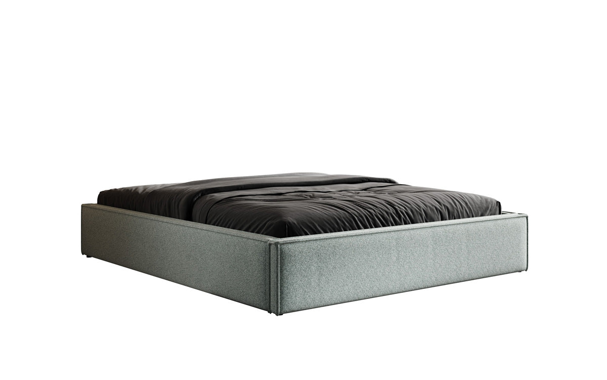 Designer Polsterbett Base mit Stauraum ohne Headboard in Strukturstoff