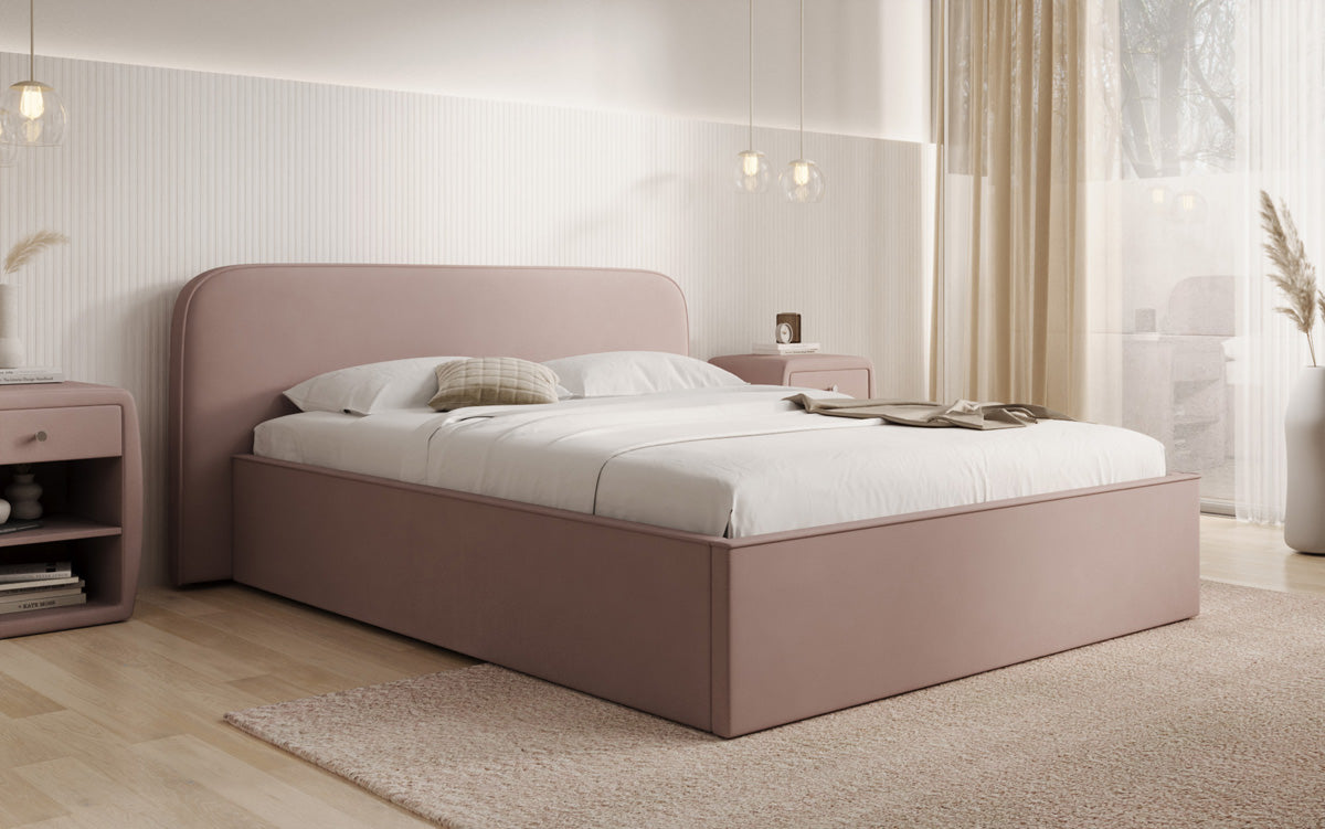Designer Polsterbett Nola in Stoff mit Stauraum
