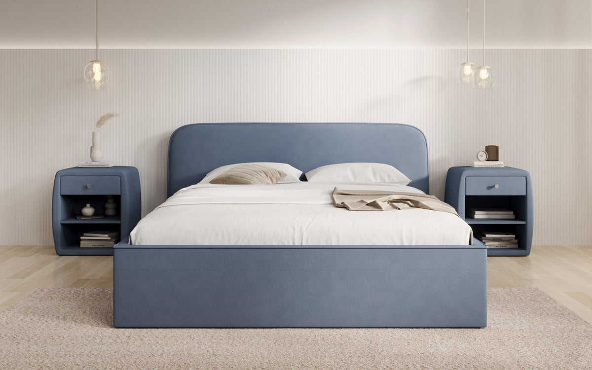 Designer Polsterbett Nola in Stoff mit Stauraum