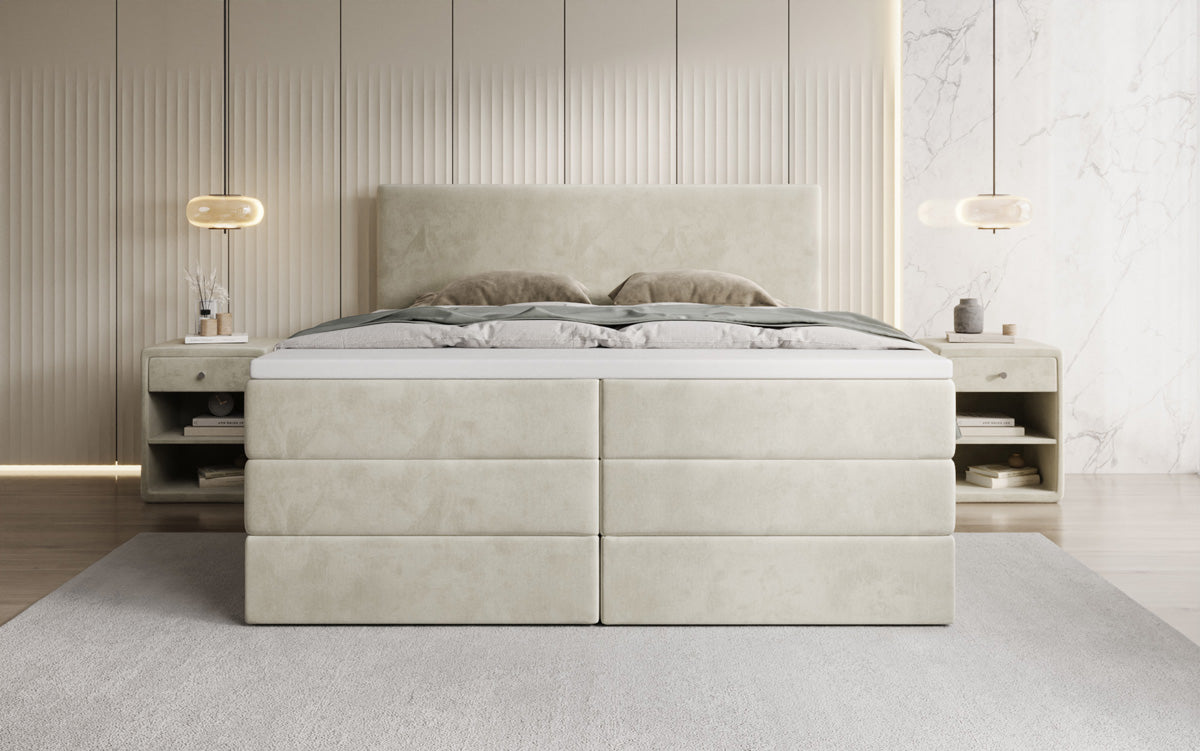Boxspringbett Kubo King mit Stauraum in Samt