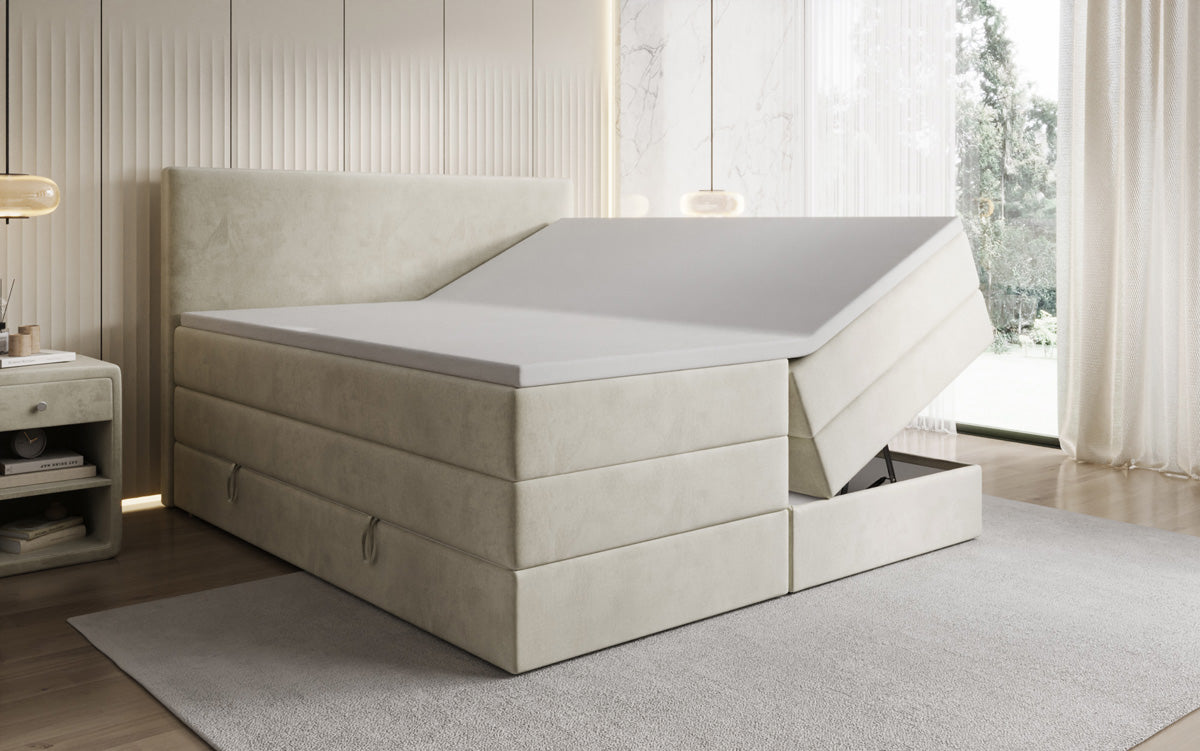 Boxspringbett Kubo King mit Stauraum in Samt
