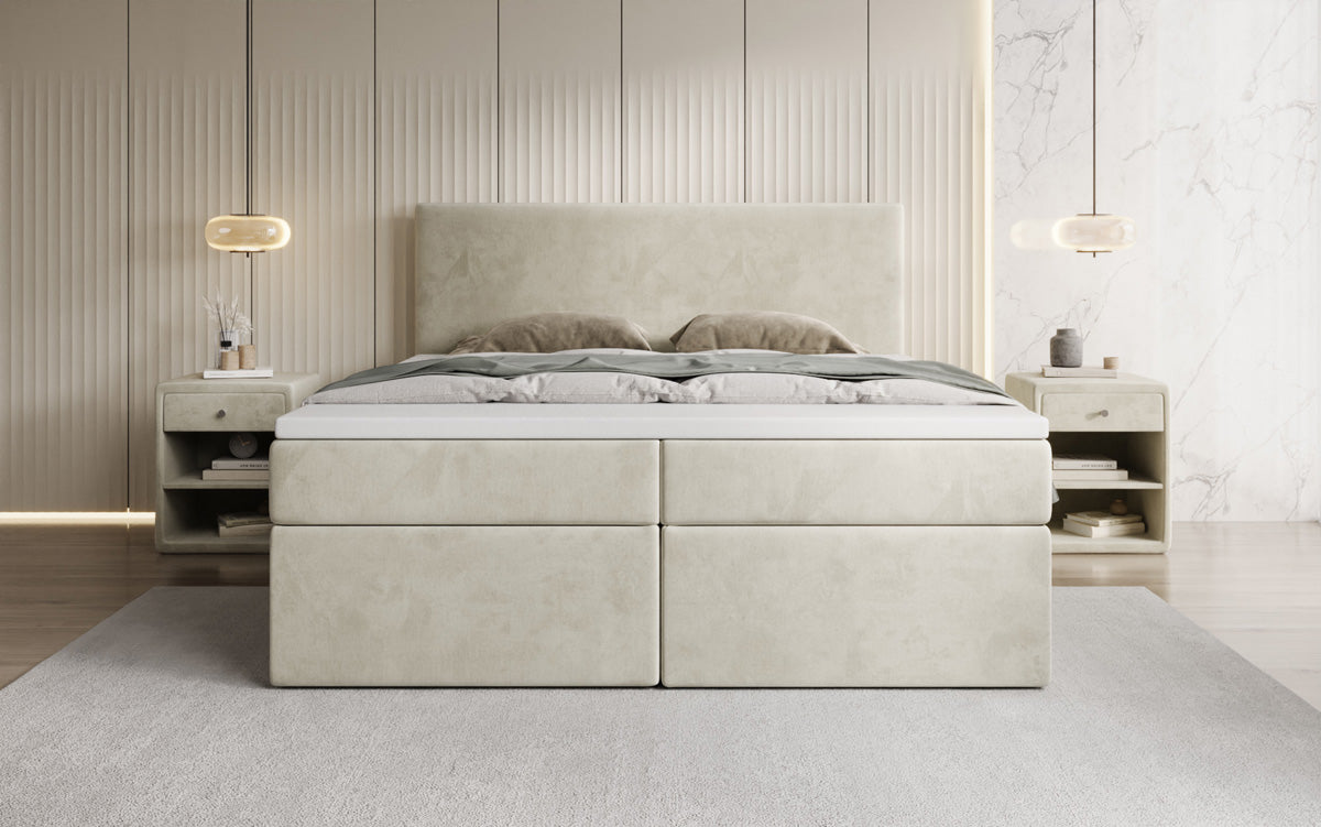 Boxspringbett Kubo mit Stauraum in Samt