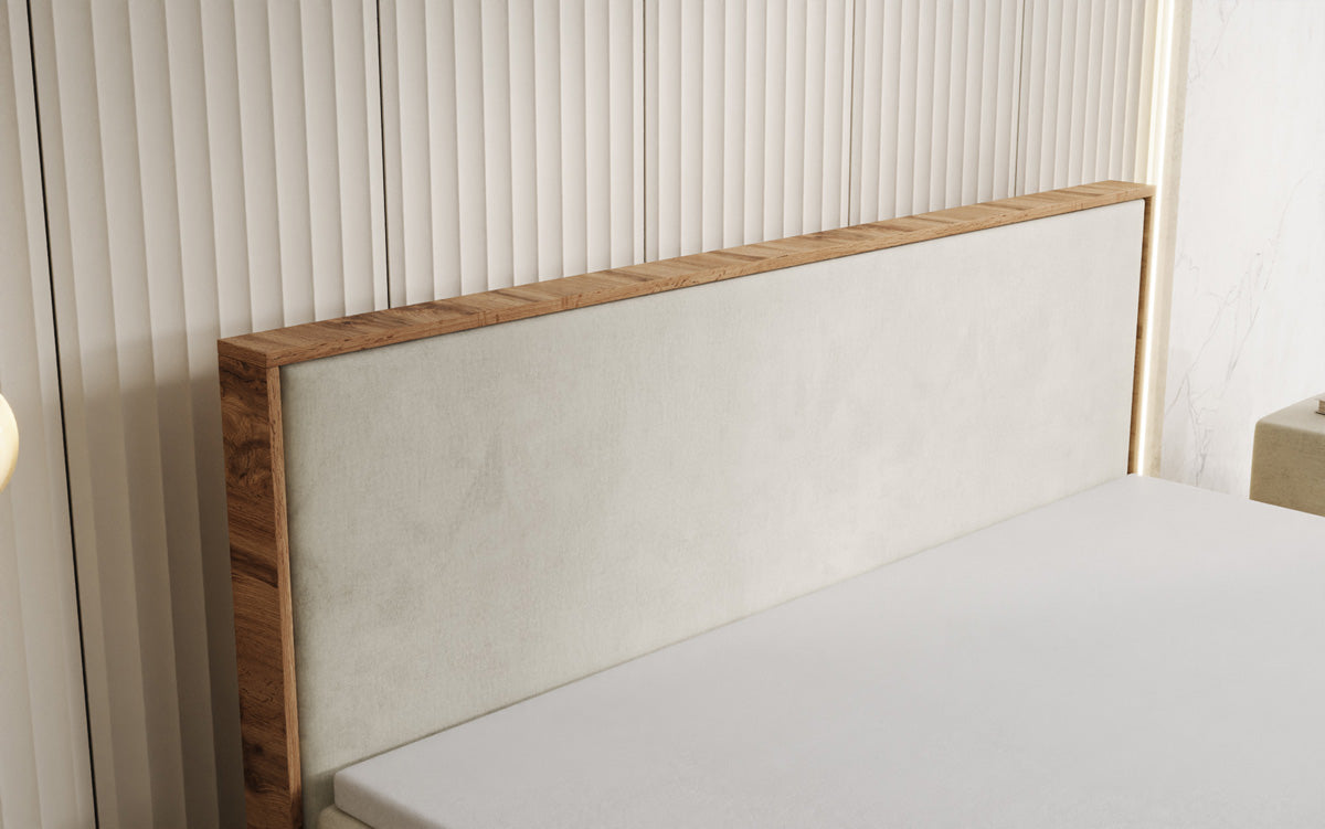 Boxspringbett Timber mit Stauraum in Samt
