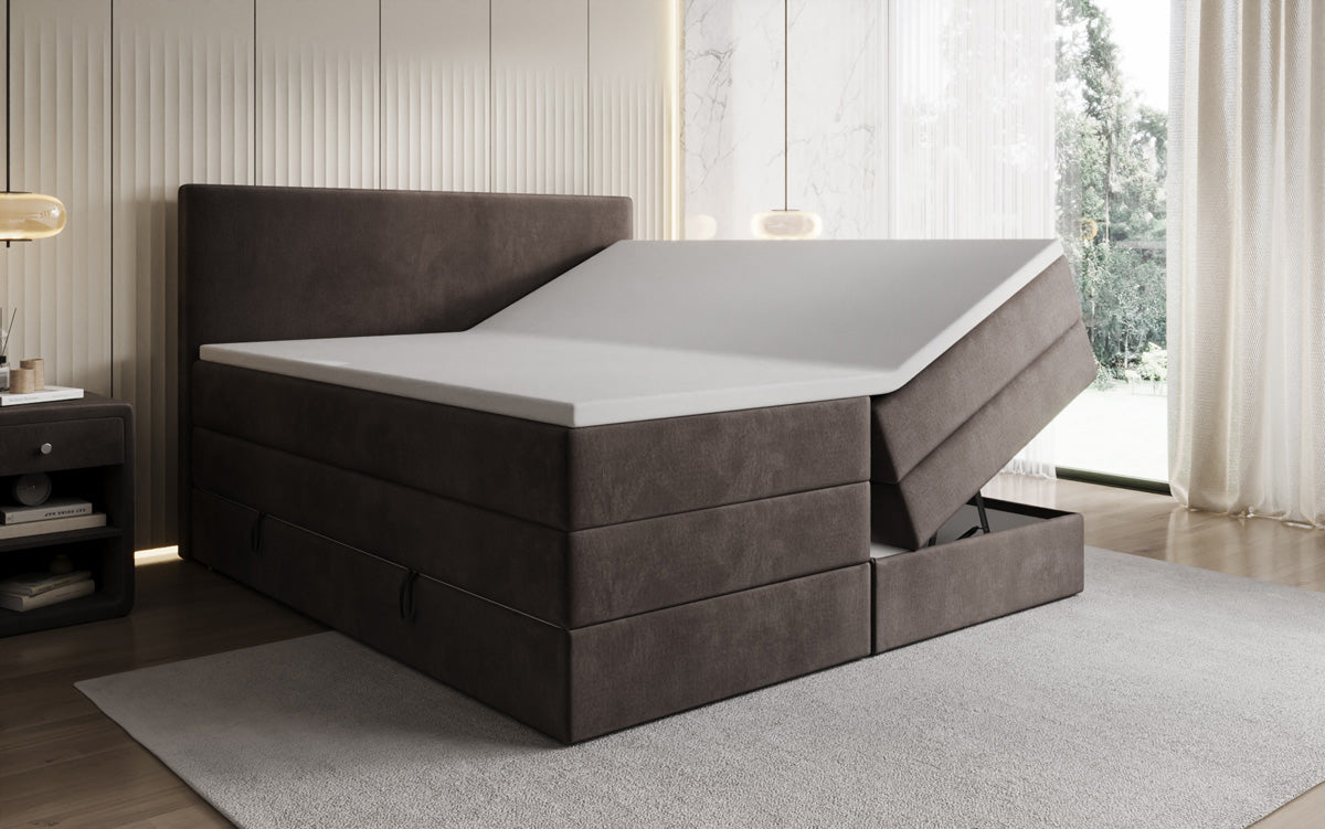 Boxspringbett Kubo King mit Stauraum in Samt