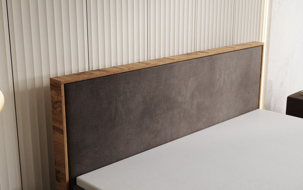 Boxspringbett Timber mit Stauraum in Samt