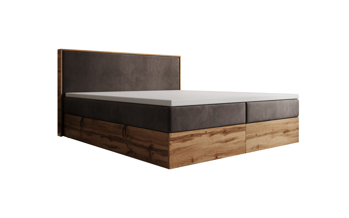 Boxspringbett Timber mit Stauraum in Samt