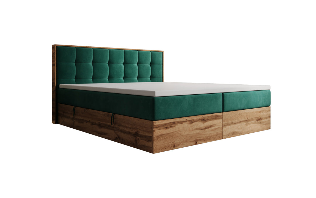 Boxspringbett Timber Quad mit Stauraum in Samt
