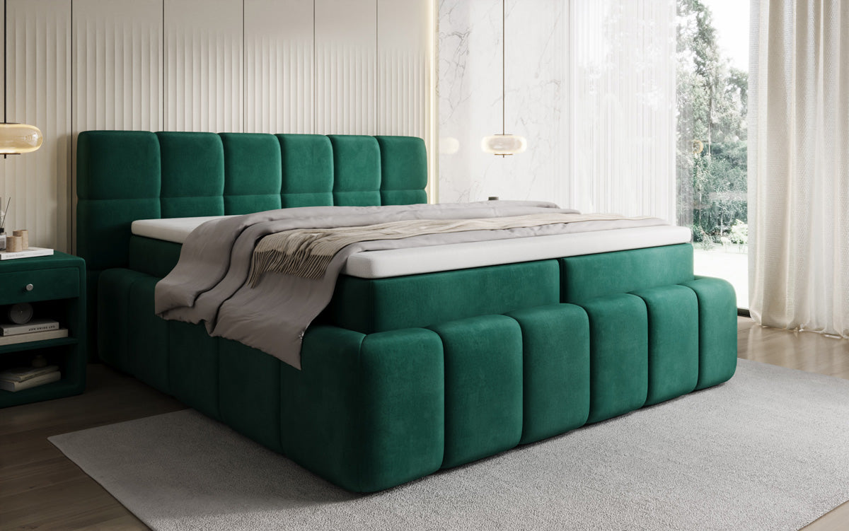 Boxspringbett Bombo mit Stauraum in Samt