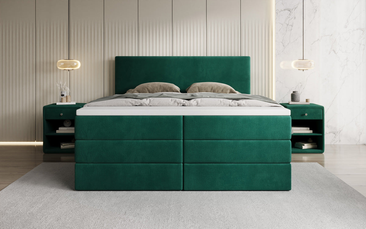 Boxspringbett Kubo King mit Stauraum in Samt