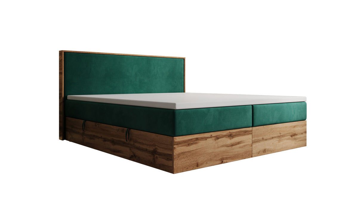 Boxspringbett Timber mit Stauraum in Samt