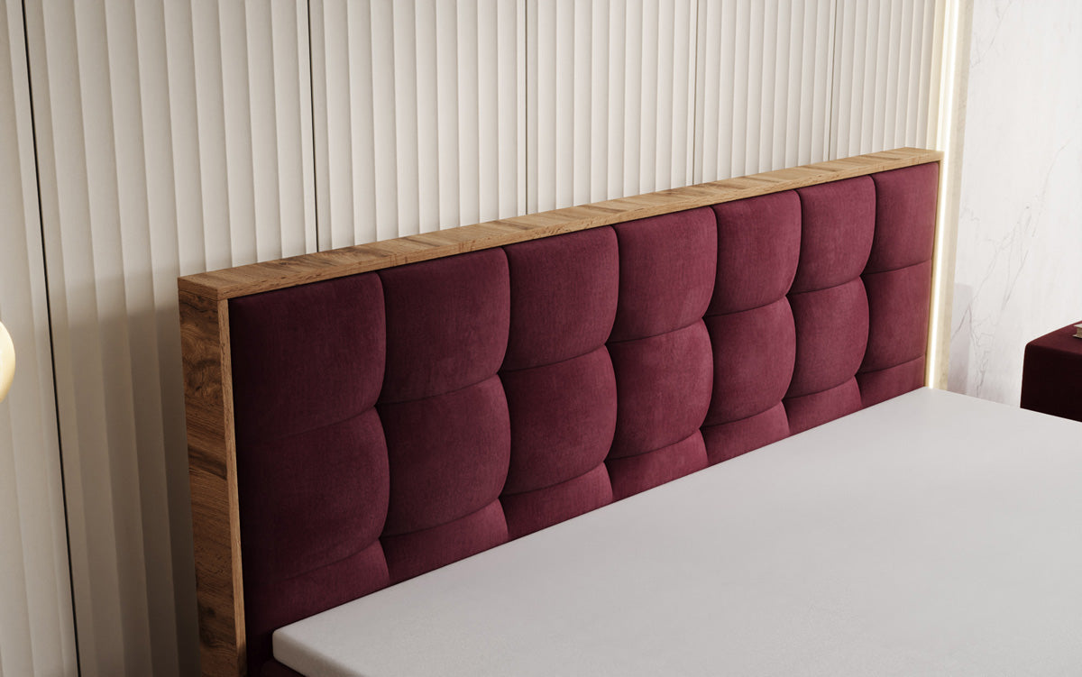 Boxspringbett Timber Quad mit Stauraum in Samt