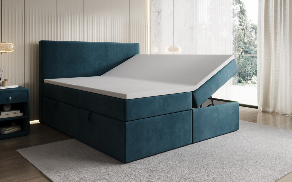 Boxspringbett Kubo mit Stauraum in Samt
