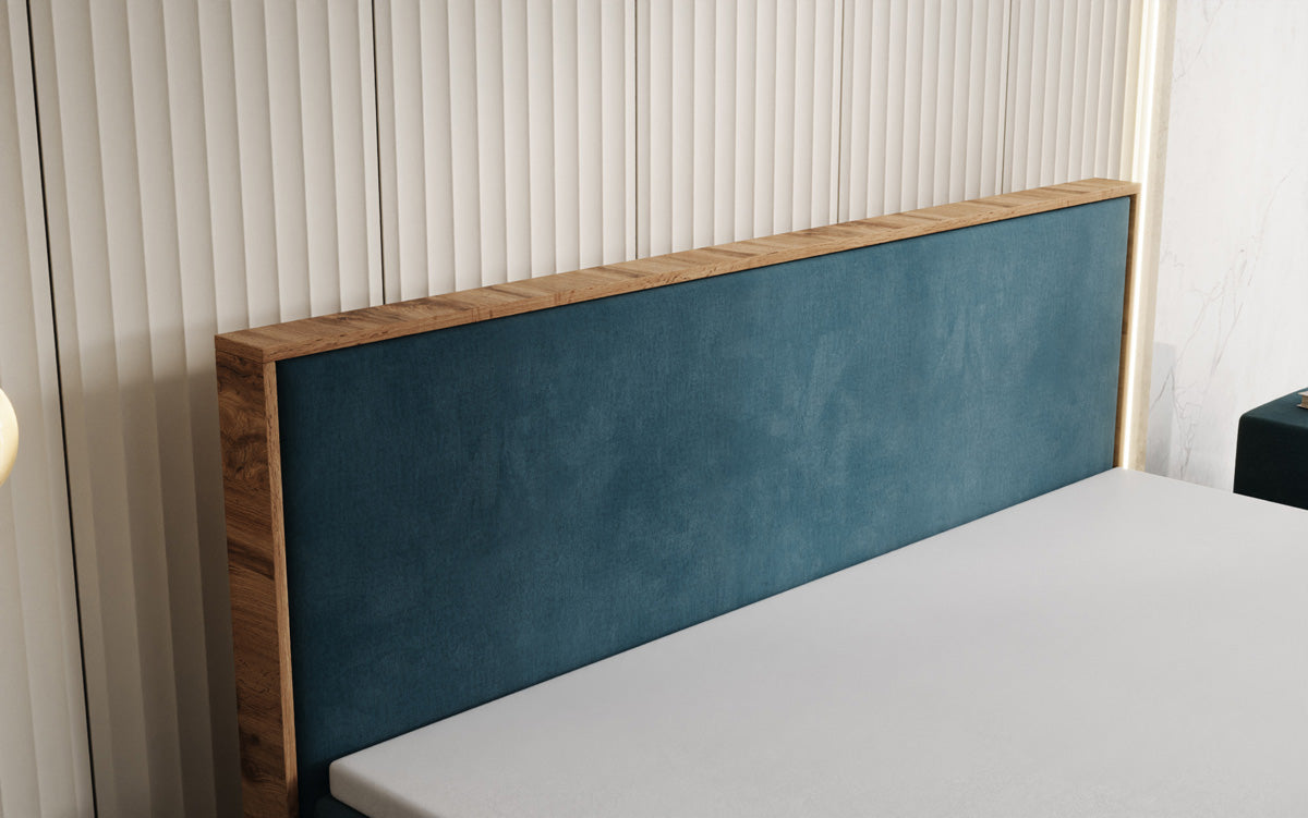 Boxspringbett Timber mit Stauraum in Samt