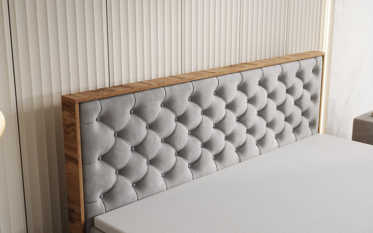 Boxspringbett Timber Chester mit Stauraum in Samt