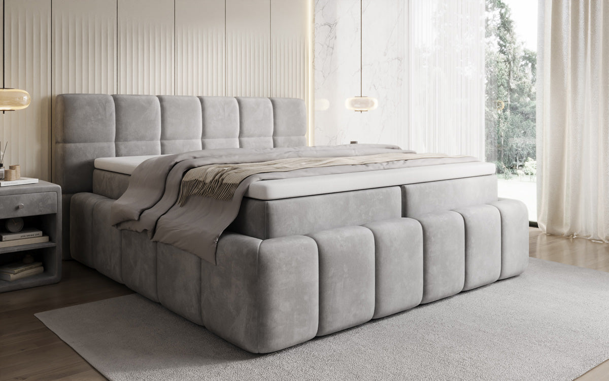 Boxspringbett Bombo mit Stauraum in Samt