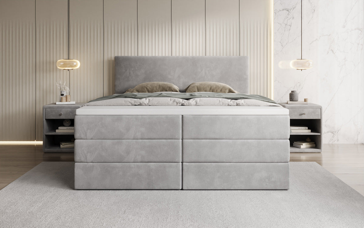 Boxspringbett Kubo King mit Stauraum in Samt