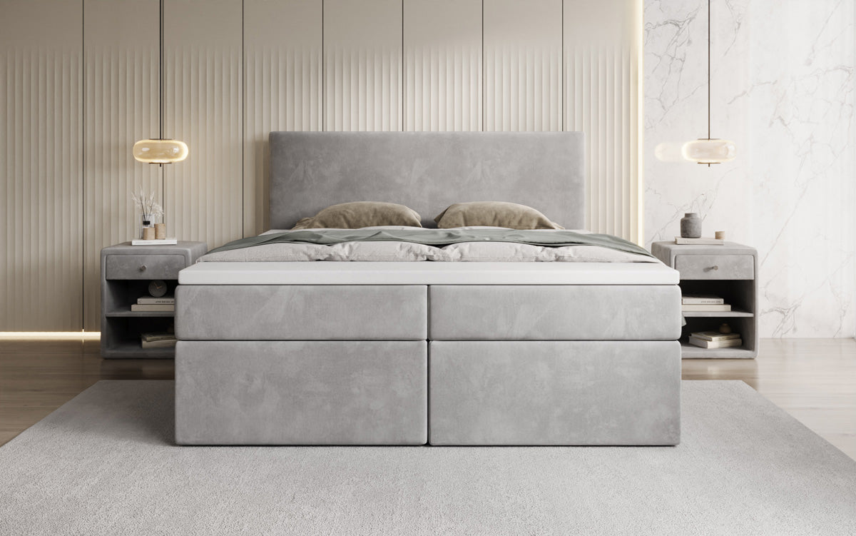 Boxspringbett Kubo mit Stauraum in Samt