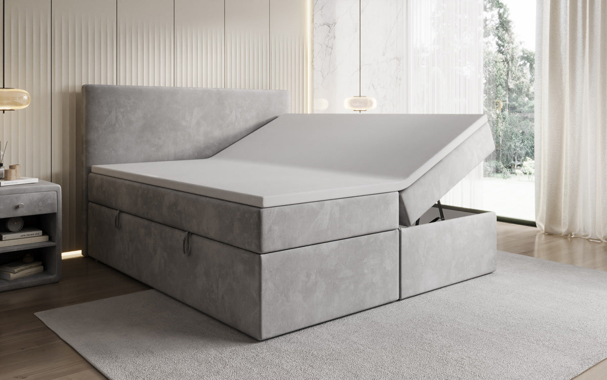Boxspringbett Kubo mit Stauraum in Samt