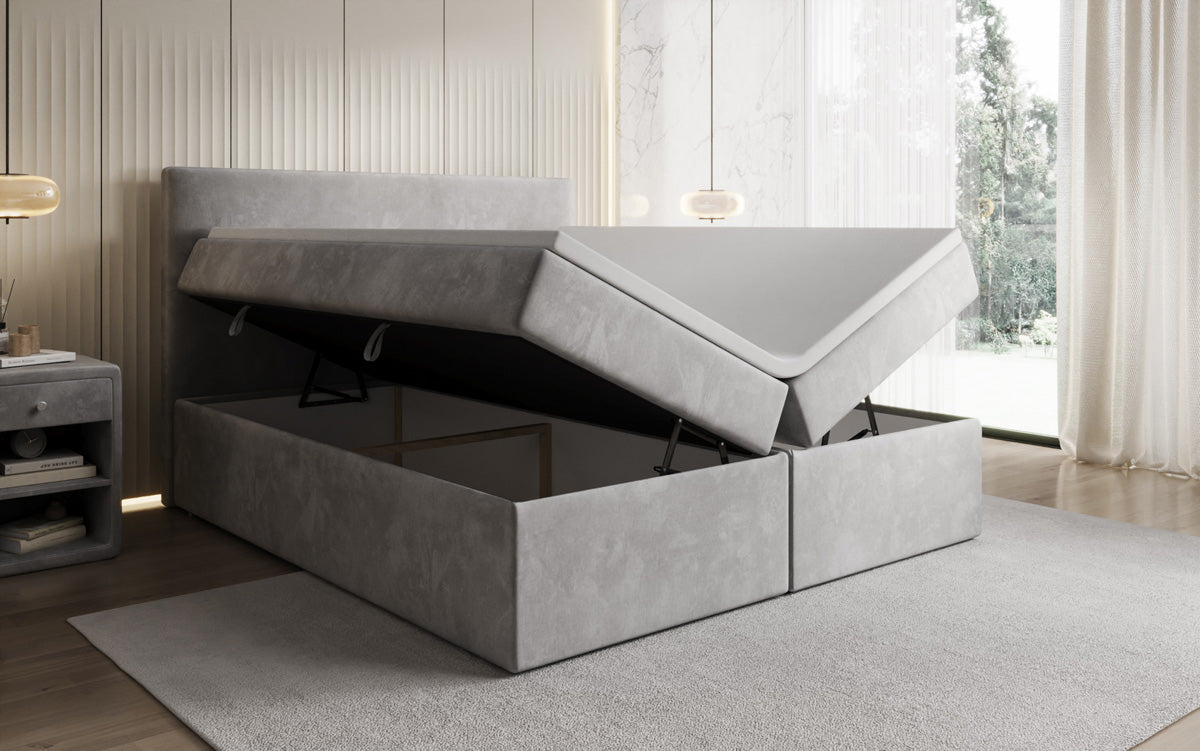 Boxspringbett Kubo mit Stauraum in Samt