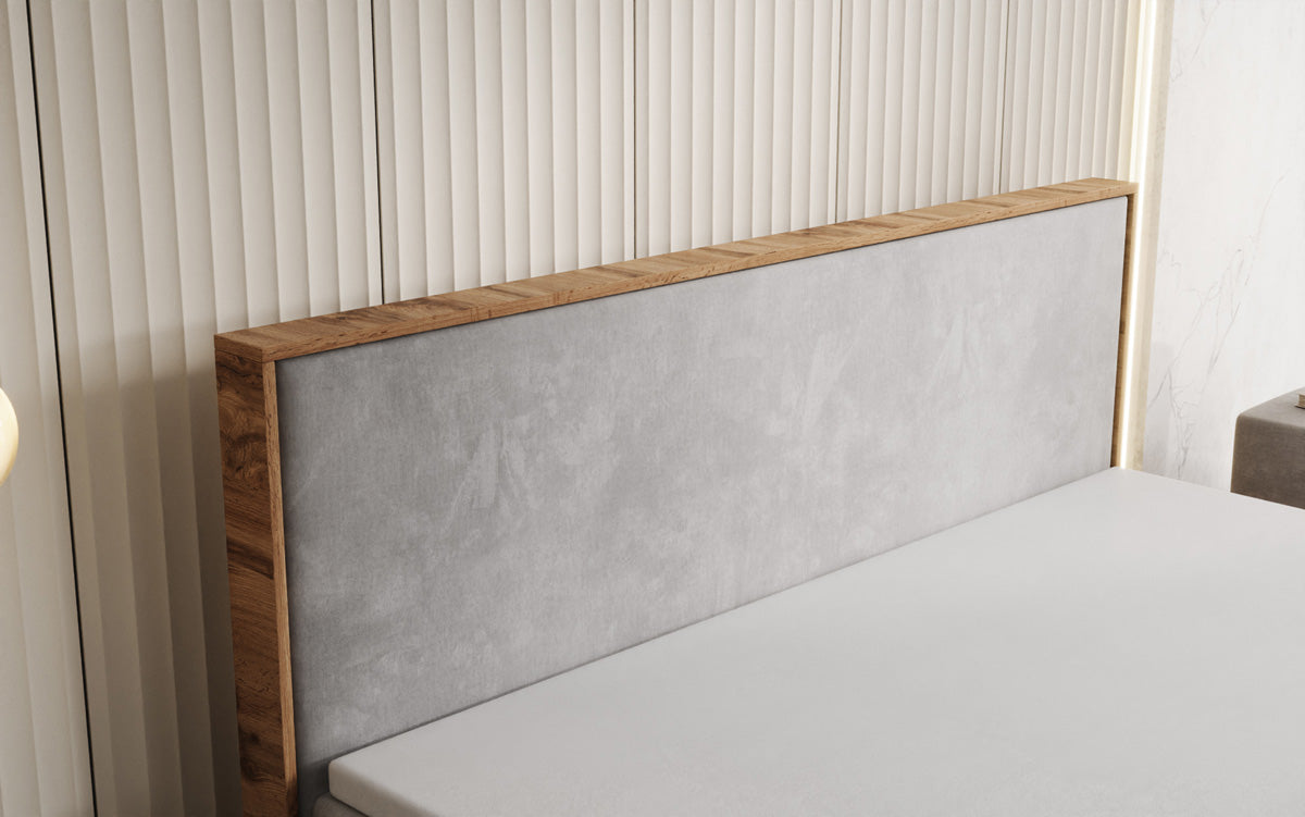 Boxspringbett Timber mit Stauraum in Samt