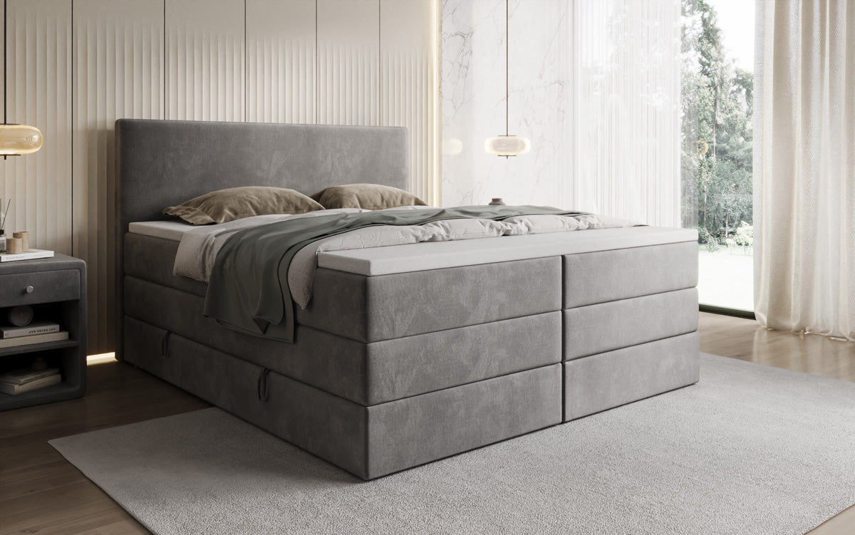 Boxspringbett Kubo King mit Stauraum in Samt