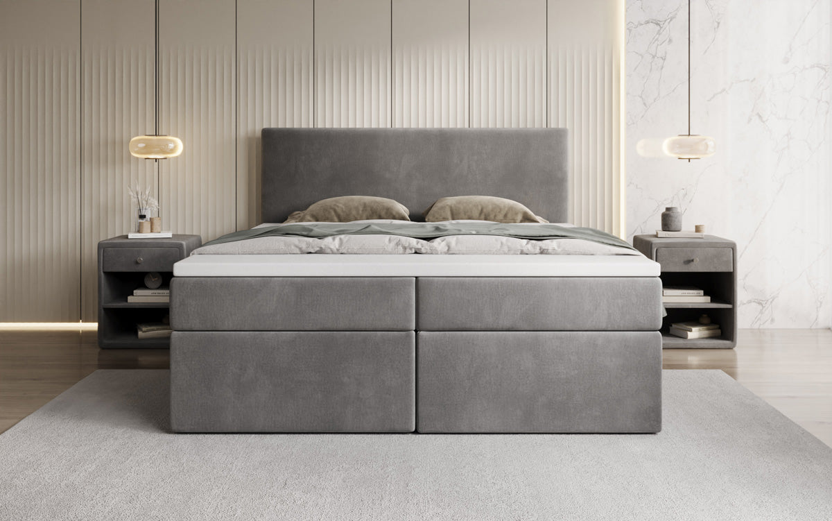 Boxspringbett Kubo mit Stauraum in Samt
