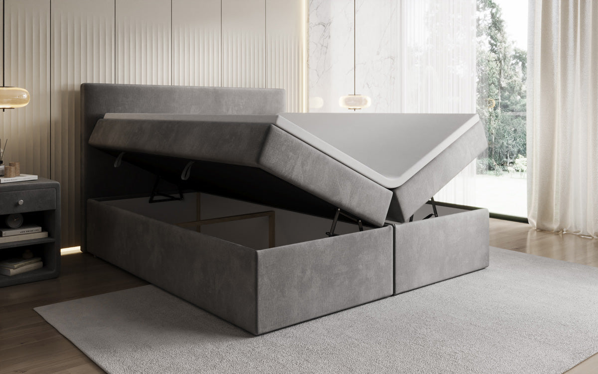 Boxspringbett Kubo mit Stauraum in Samt