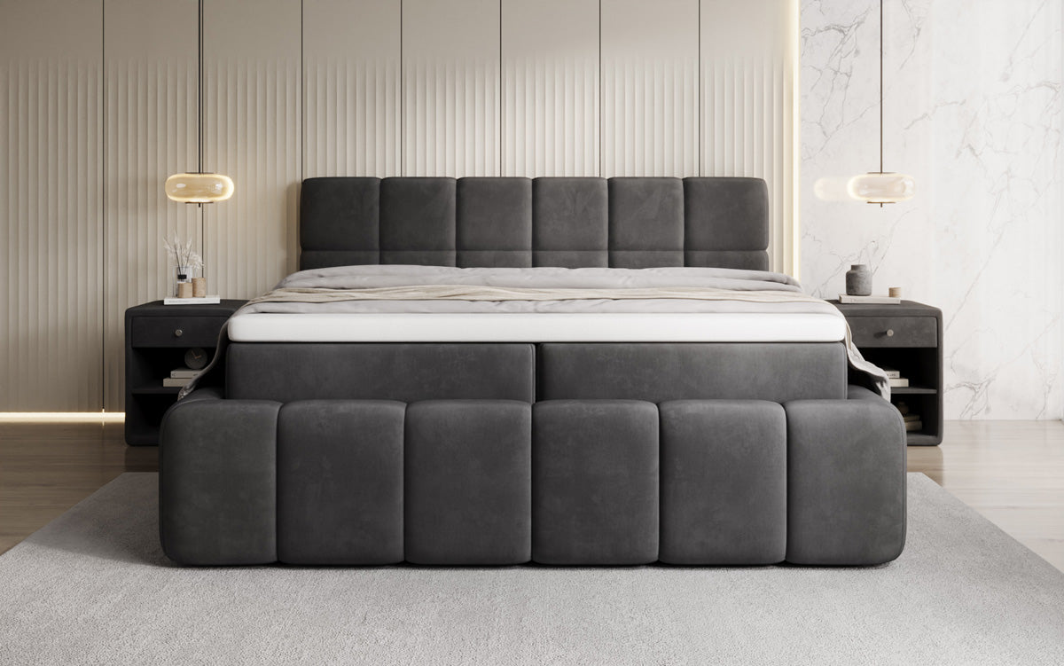 Boxspringbett Bombo mit Stauraum in Samt