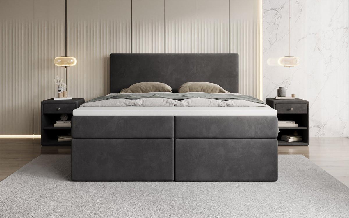 Boxspringbett Kubo mit Stauraum in Samt