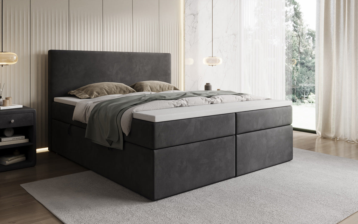 Boxspringbett Kubo mit Stauraum in Samt