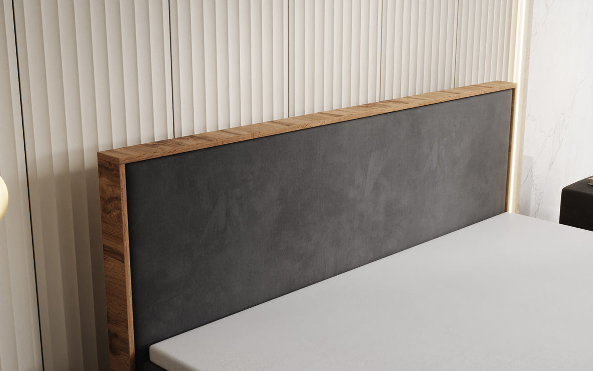 Boxspringbett Timber mit Stauraum in Samt